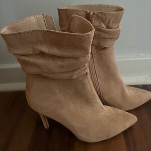 Neutral faux suede boots